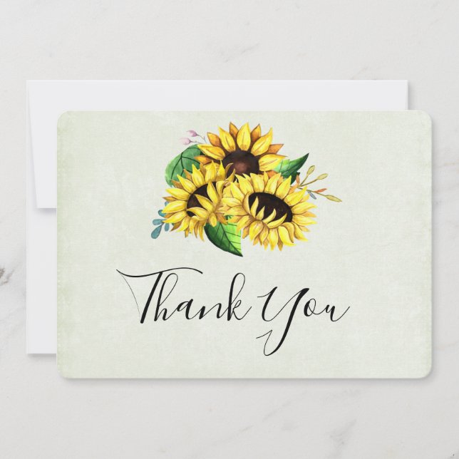 Carte De Remerciements Bouquet de tournesol jaune en aquarelle (Devant)
