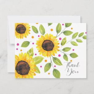 Carte De Remerciements Bouquet de tournesol peint à la main