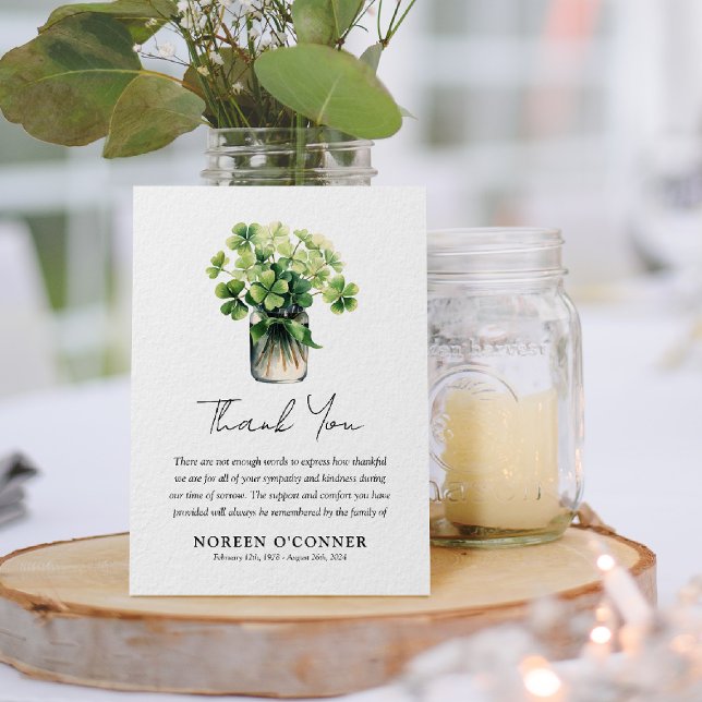 Carte De Remerciements Bouquet de trèfles tricolores Sympathie (Créateur téléchargé)