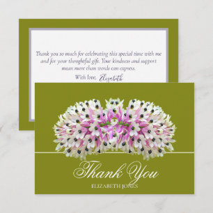 Carte De Remerciements Bouquet d'orchidées roses blanches exotiques Éléga