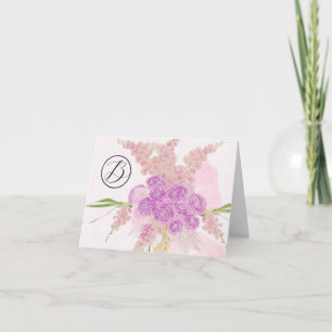 Carte De Remerciements Bouquet en voile à nœud papillon Monogrammé La Boc
