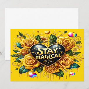 Carte De Remerciements Bouquet enchanteur de Roses d'or et de coeur