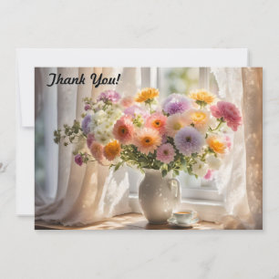 Carte De Remerciements Bouquet et tasse de thé matin