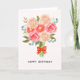 Carte De Remerciements Bouquet floral aquarelle Joyeux anniversaire