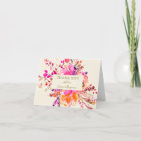 Bouquet floral aquarelle rose mariage nom plié