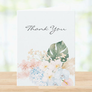 Carte De Remerciements Bouquet Floral de Fleurs Tropicales à l'Aquarelle 
