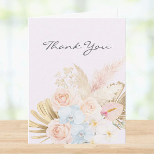 Carte De Remerciements Bouquet Floral De Fleurs Tropicales Joli Monogramm