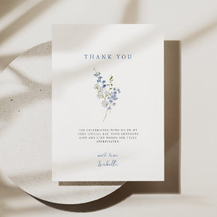 Carte De Remerciements Bouquet floral délicat bleu doux