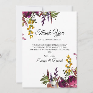 Carte De Remerciements Bouquet Floral Élégant