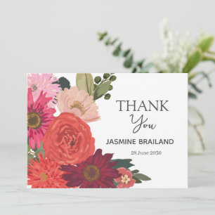 Carte De Remerciements Bouquet Floral Moderne d'Automne pour Baby Shower