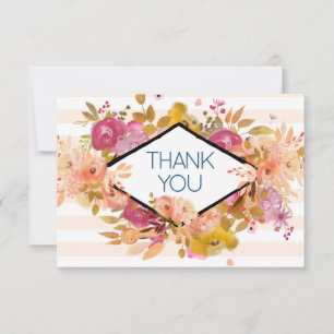 Carte De Remerciements Bouquet floral orange et rose pour remercier lors
