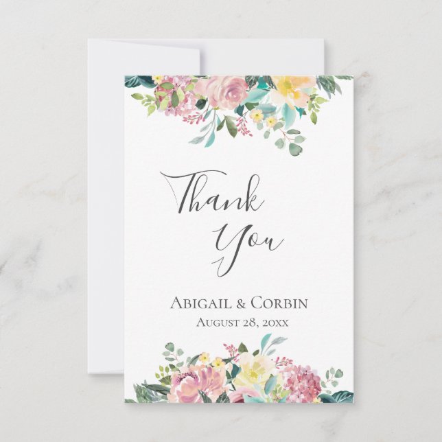 Carte De Remerciements Bouquet floral Pastel (Devant)