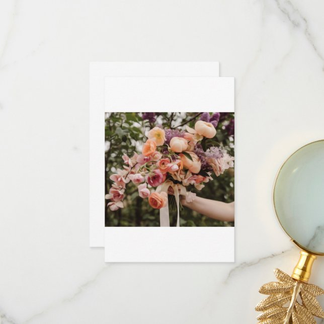 Carte De Remerciements Bouquet mariage (Devant/Arrière en situation)