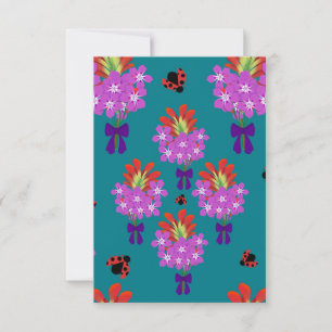 Carte De Remerciements Bouquets de la fête du jardin-Turquoise_Merci