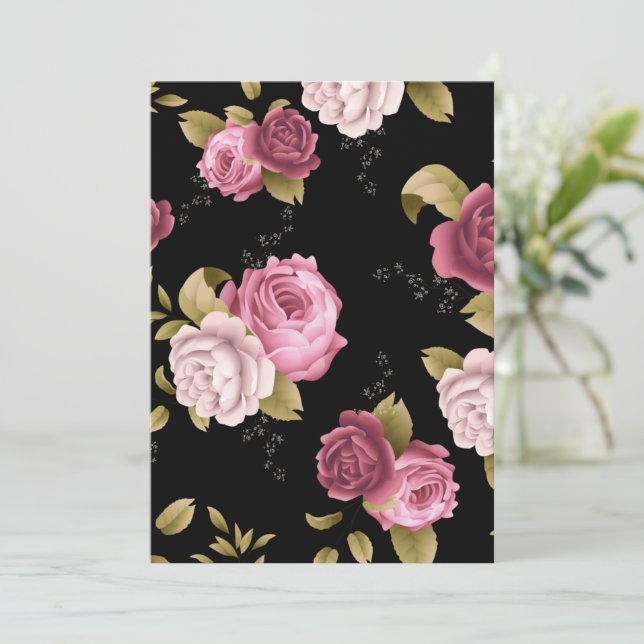 Carte De Remerciements Bouquets de Roses 3 (Debout devant)