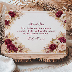 Carte De Remerciements Bourgogne Élégance Florale Gratitude
