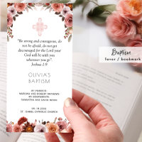 Bourgogne Floral rose Baptême Marque-page Cadeau