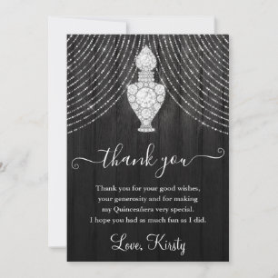 Carte De Remerciements Bouteille de parfum en diamant d'argent Quinceaner