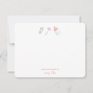 Carte De Remerciements Bouteille pour bébé et hochet de la crèche apparte