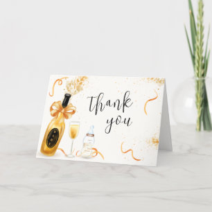 Carte De Remerciements Bouteilles Black Gold Poppin Baby shower Champagne