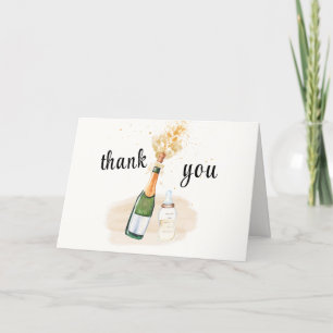 Carte De Remerciements Bouteilles Poppin moderne Baby shower Champagne