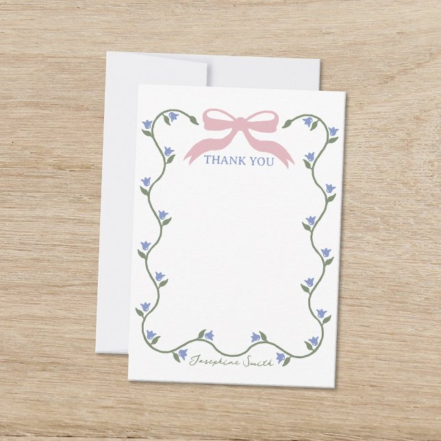 Carte De Remerciements Bow avec Baby shower de vigne à fleurs (Créateur téléchargé)