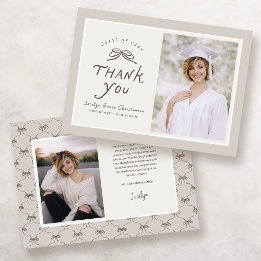 Carte De Remerciements Bow Modern Photo Graduation Thank You Card