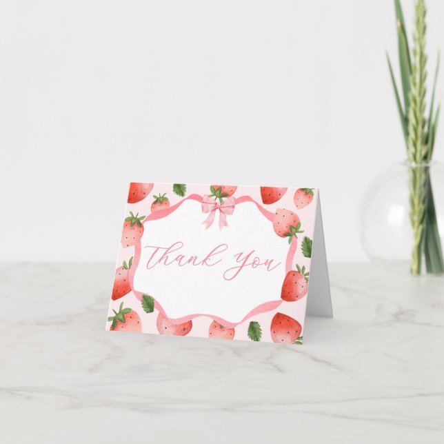 Carte De Remerciements Bow rose Berry Baby shower sucré (Devant)