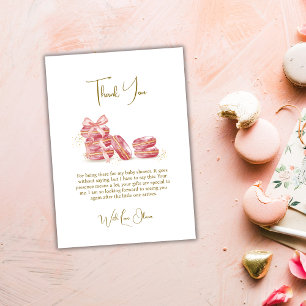 Carte De Remerciements Bow rose Bonjour Bébé Baby shower français des Mac