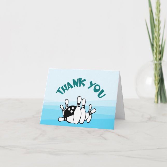 Carte De Remerciements Bowling Party Thank You with Bowling Pins and Ball (Devant)