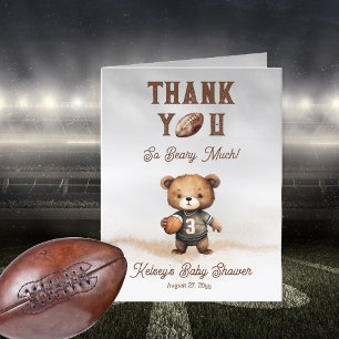 Carte De Remerciements Boy Bearly Wait Baby shower de football américain