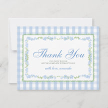Boy Blue Floral Grandmillenial Baby Shower Gingham