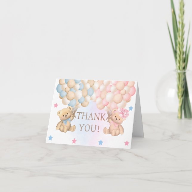 Carte De Remerciements Boy Girl Twins Baby Shower (Devant)