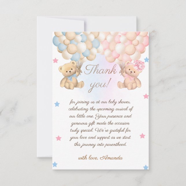 Carte De Remerciements Boy Girl Twins Baby Shower (Devant)