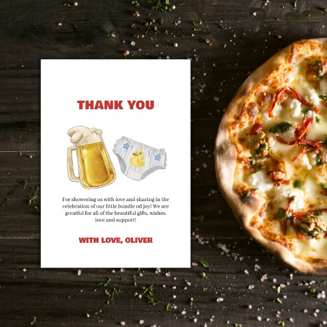 Carte De Remerciements Boy Huggies Chuggies Beer Diaper Baby Shower  (Boy Huggies Chuggies Beer Diaper Baby Shower Thank You Card)