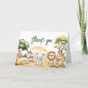 Carte De Remerciements Boy Jungle Safari Animaux Baby shower