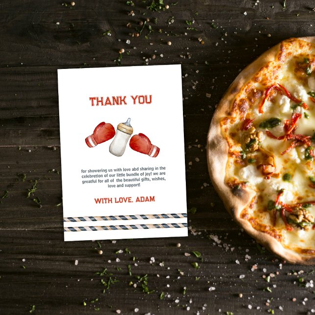 Carte De Remerciements Boy Modern Boxing Little Champion Baby Shower  (Boy Modern Boxing Little Champion Baby Shower Thank You Card)