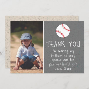 Carte De Remerciements Boy Photo Baseball Ball Anniversaire de l'enfant