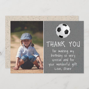 Carte De Remerciements Boy Photo Soccer Ball Anniversaire de l'enfant