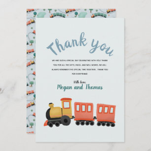 Carte De Remerciements Boys Cute Train Travel Thank You