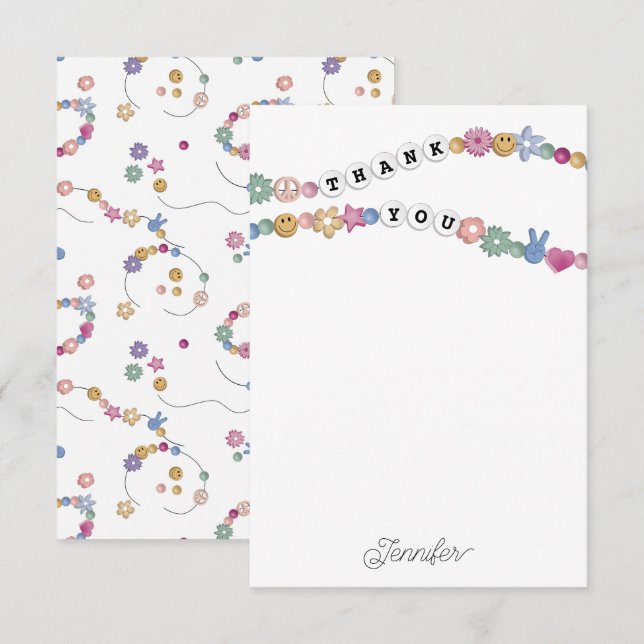 Carte De Remerciements Bracelet d'amitié Fille Bijoux Enfants Personnalis (Devant / Derrière)