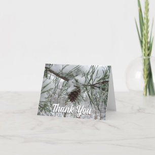 Carte De Remerciements Branche de pin enneigée Photographie de la nature 