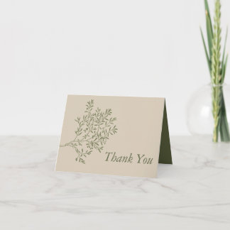 Carte De Remerciements Branche d'olivier, Mariage Rustique & Minimaliste