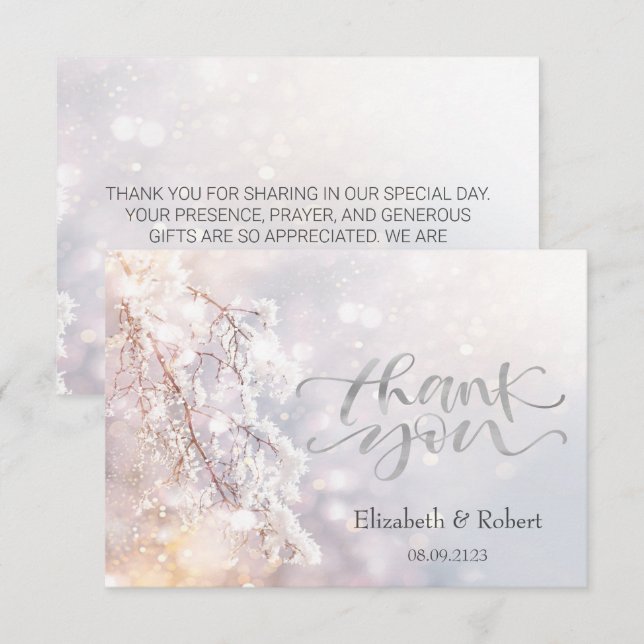 Carte De Remerciements Branches de Wonderland Winter (Devant / Derrière)