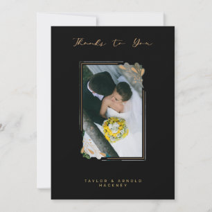 Carte De Remerciements Branches dorées fausses de luxe Calligraphie fanta