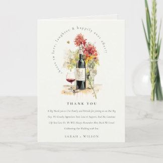 Carte De Remerciements Bravo à aimer Vin Rouge Jaune Floral Mariage