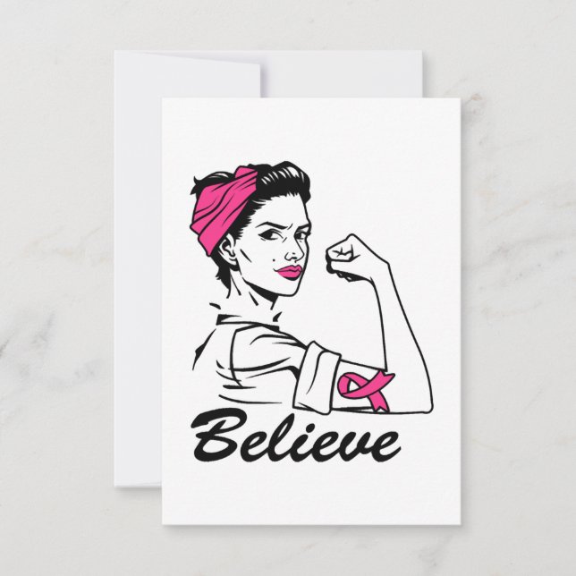Carte De Remerciements Breast Cancer Awareness Month Women's Believe Pink (Devant)