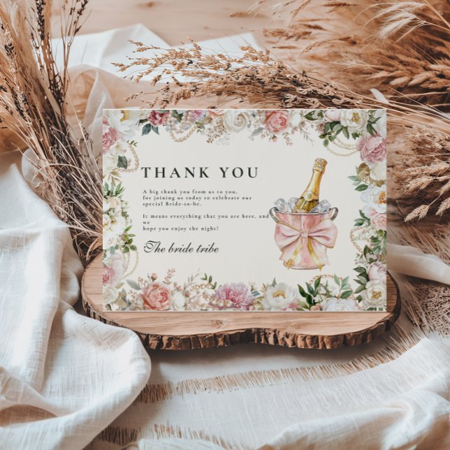 Carte De Remerciements Bridal Pearl et Prosecco (Créateur téléchargé)