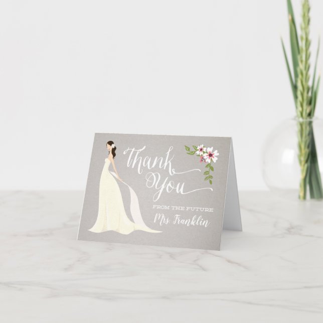 Carte De Remerciements Bridal Shower Thank You Card - Dark Brunette (Devant)