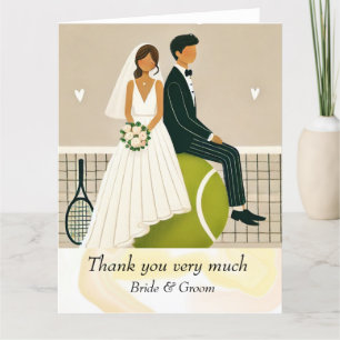Carte De Remerciements Bride de tennis et salle de sport sur balle de ten